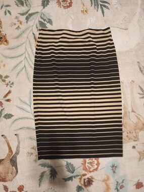 Brat Star Black and Cream Striped Pencil Skirt